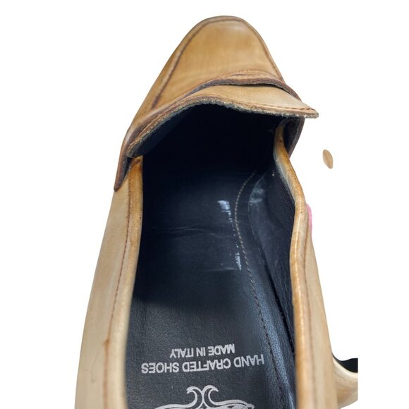 Calzoleria Toscana Handcrafted Mens Italian Leather Tan Loafers Sz 11 SKU 9479 - Picture 9 of 16